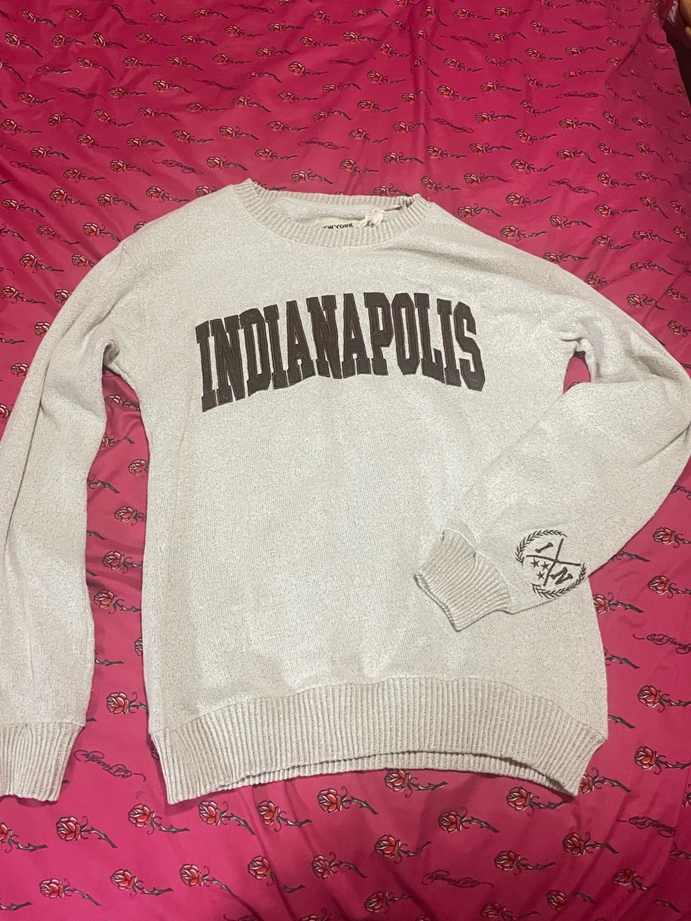 Indianapolis Crewneck Sweater - Light Gray/Black Lettering